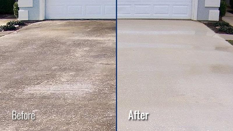 Driveway pressure washing before and after